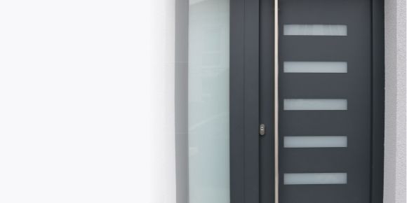 Modern grey entry door
