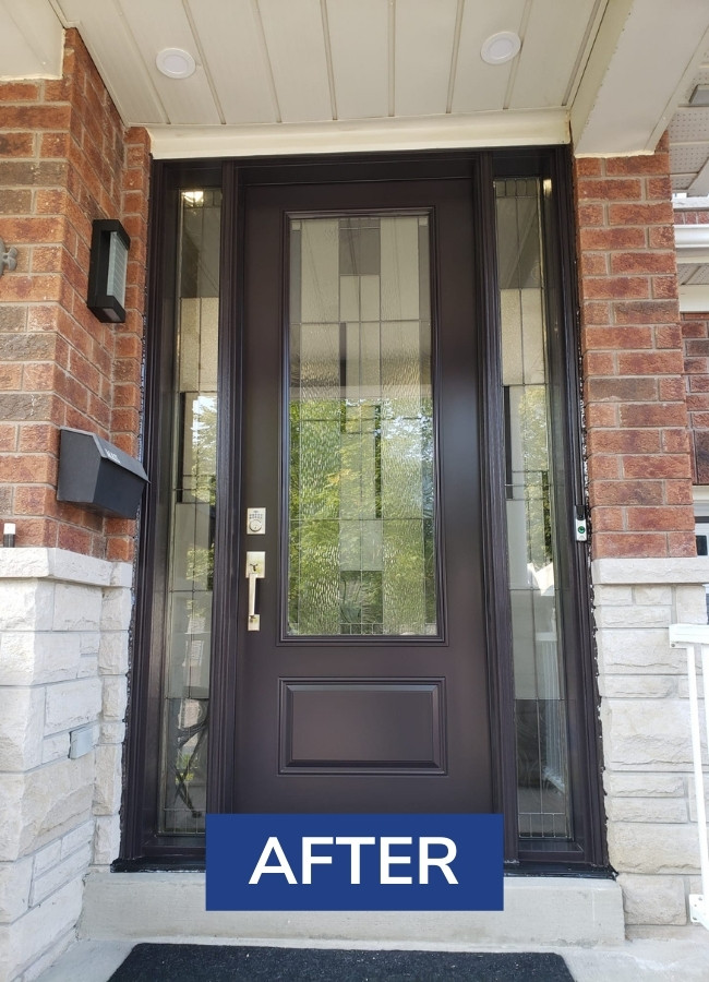 After image from a black steel entry door replacement project in North York.