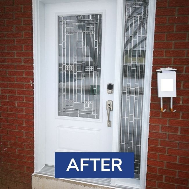 After image from a steel white entry door replacement project in Toronto.