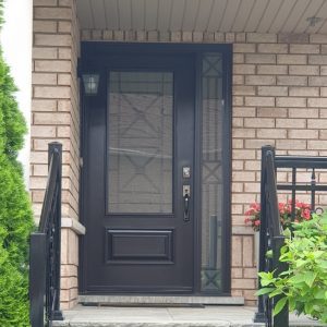 Black steel entry door.