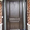 brown fiberglass door with sidelites