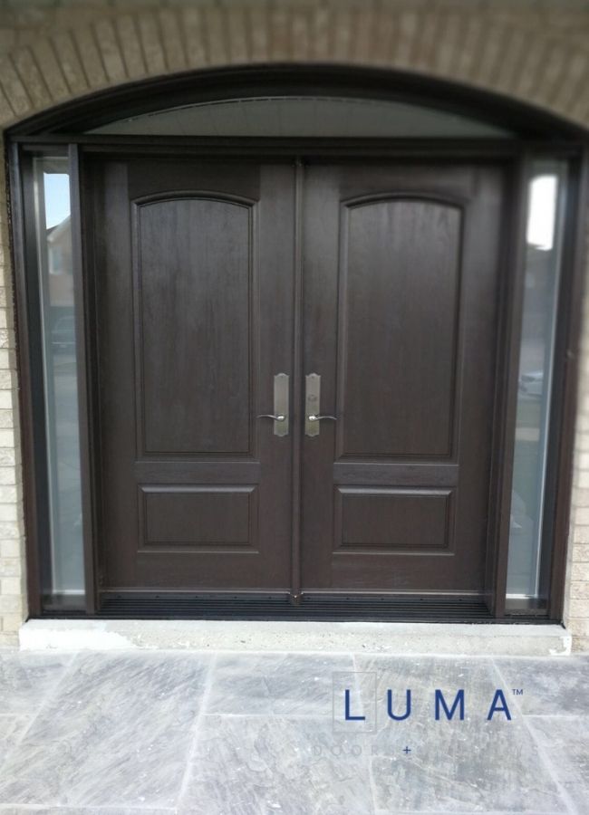 dark brown fiberglass door sidelites and transom