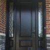 modern brown fiberglass door with decorative sidelites