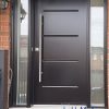 modern brown steel door with aluminium inserts and privacy sidelites