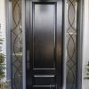 modern fiberglass door with sidelites and grey frame
