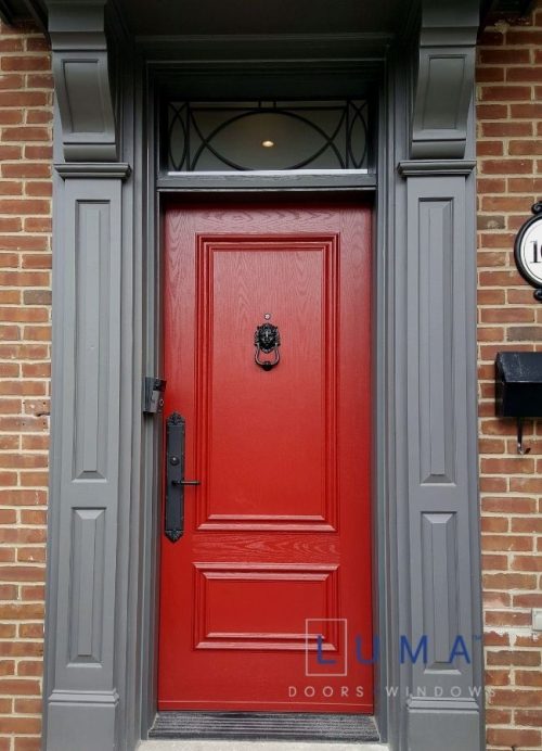 custom red fiberglass entry door