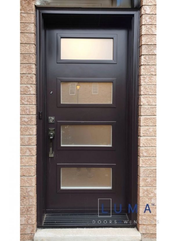 Brown Steel Front Door With Multiple Glass Insert ☑️ Luma