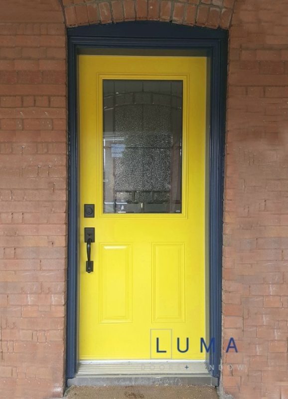Yellow Steel Entry Door With Stained Glass ☑️ Luma