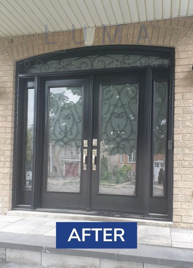 after black steel entry door project in Thornhill