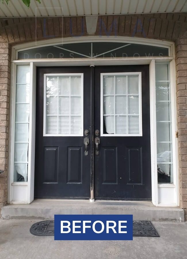 before black fiberglass entry door project in Thornhill