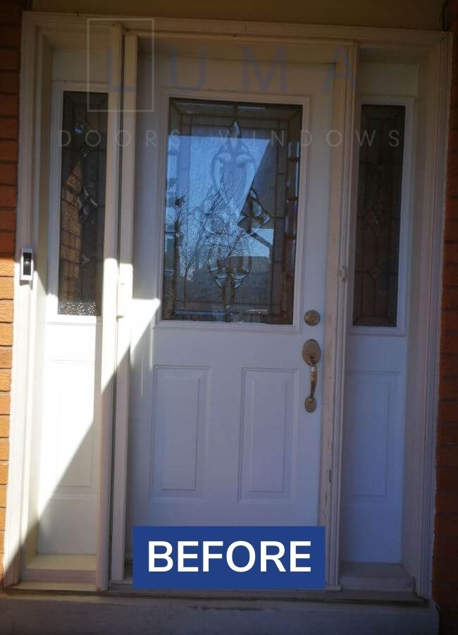 before white fiberglass door project in Concord