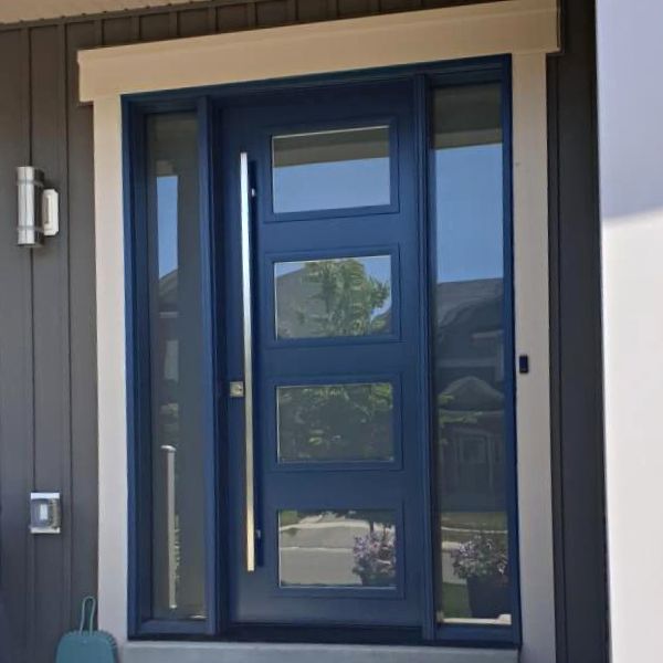 dark blue steel front door replacement in barrie