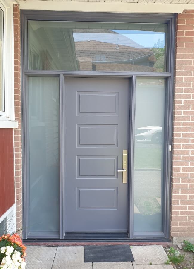 grey steel entry door replacement in Ajax