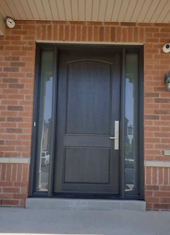 stained charcoal fiberglass entry door replacementt in Etobicoke