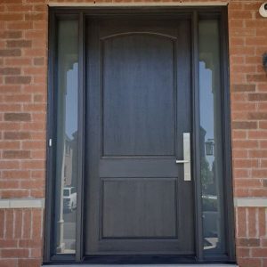 stained charcoal fiberglass entry doors replacement in etobicoke