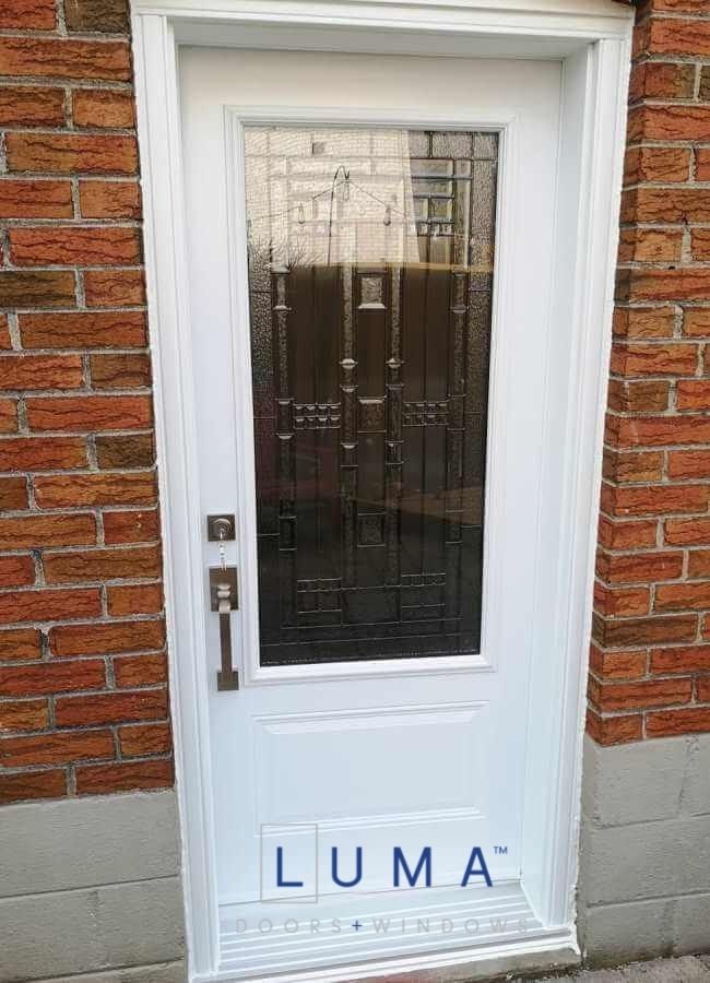 Steel Single door, 2248 Winchester stained glass design, white colour door