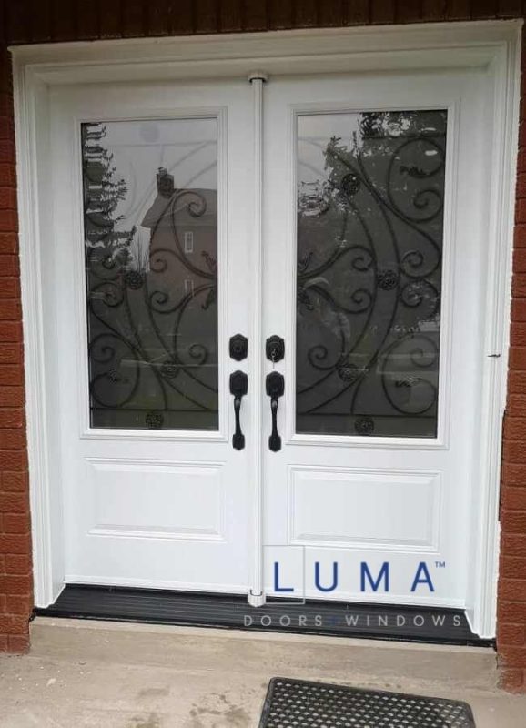 White Steel Doors with Wrought Iron Glass ☑️ Entry Door