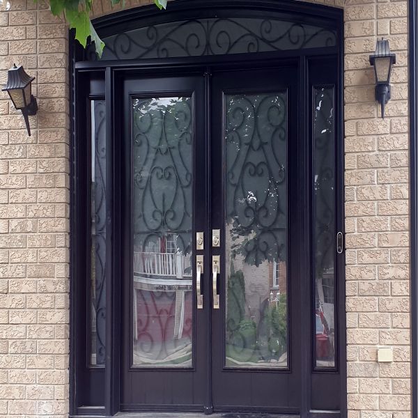Double Black Glass Doors with Sidelites Installation in Pickering