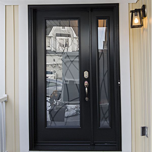 Single Black Entry Door with Sidelites Replacement North York