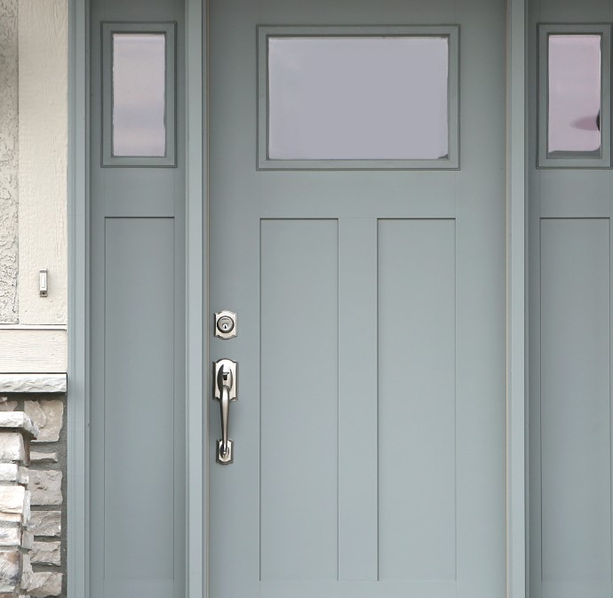 greenish grey door