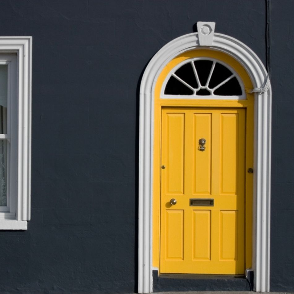 yellow fiberglass door