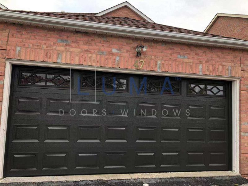 Luma black garage doors top windows