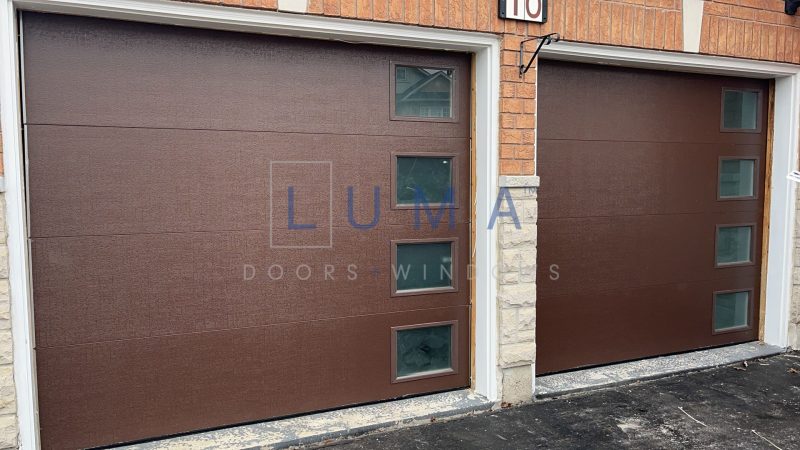 Luma brown garage doors square inserts