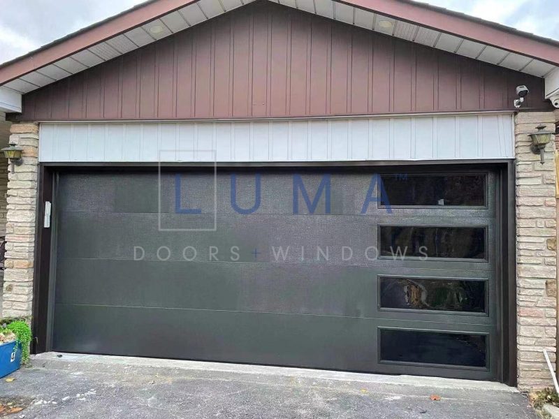 Luma dark grey garage doors tinted windows side