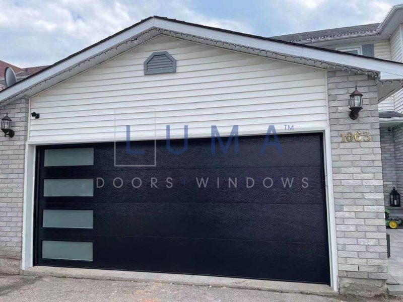 Luma double garage doors black side windows