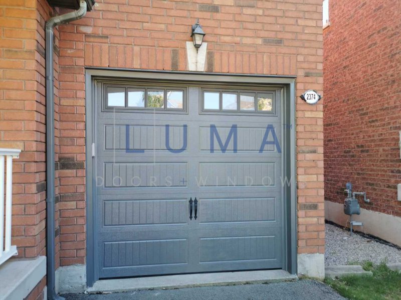 Luma semi modern grey garage door