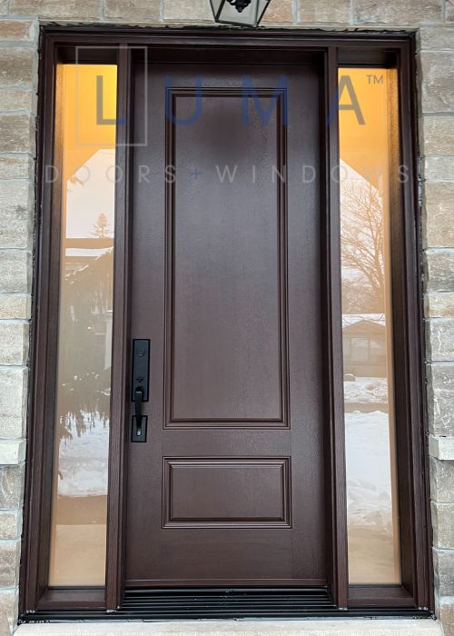 black door with sidelights