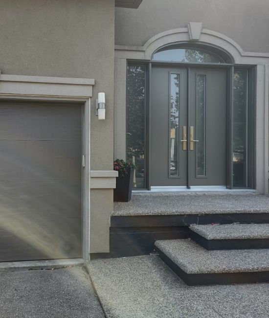 beige steel double door installation