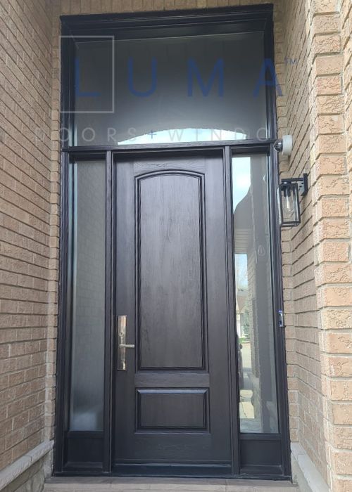 black door with sidelights