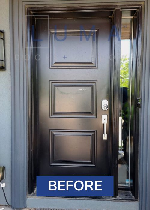 black front door installation toronto before