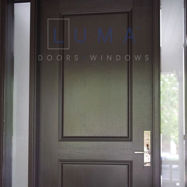 dark brown fiberglass door installation
