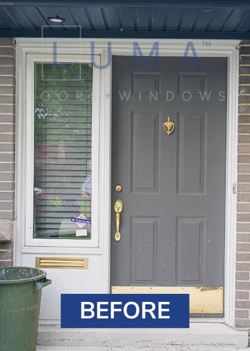 installing black front door with sidelites