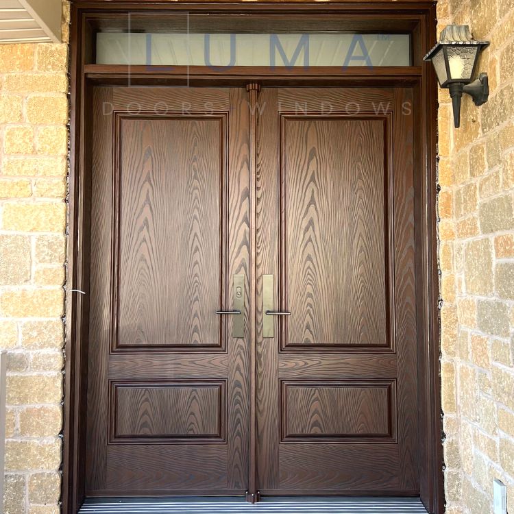 Brown Fiberglass Double Door Installation in GTA Luma Doors
