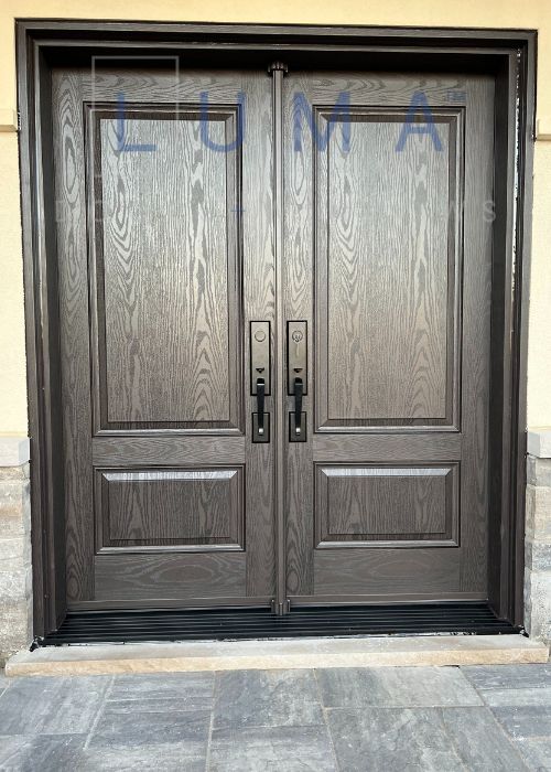 black door with sidelights