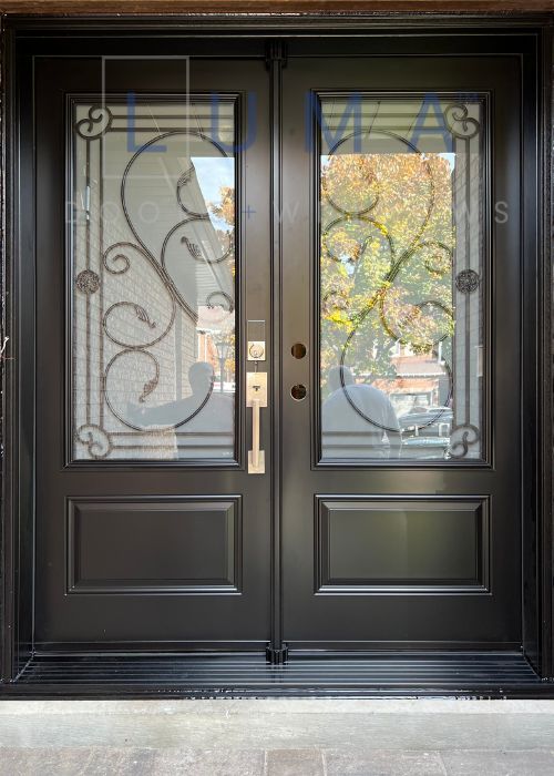 Double-Black-Doors-with-3/4-Glass-Inserts-Installation-in-Angus