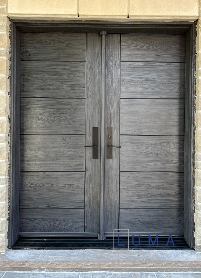 grey brown fiberglass double door