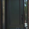 modern black steel door with sidelites