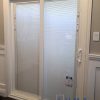 white sliding door with built in blinds