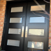 Black Steel Double Door with Glass Inserts