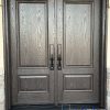 Brown double door with wood grain texture