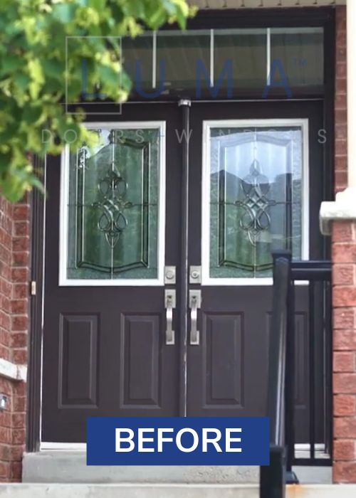 brown fiberglass entry door