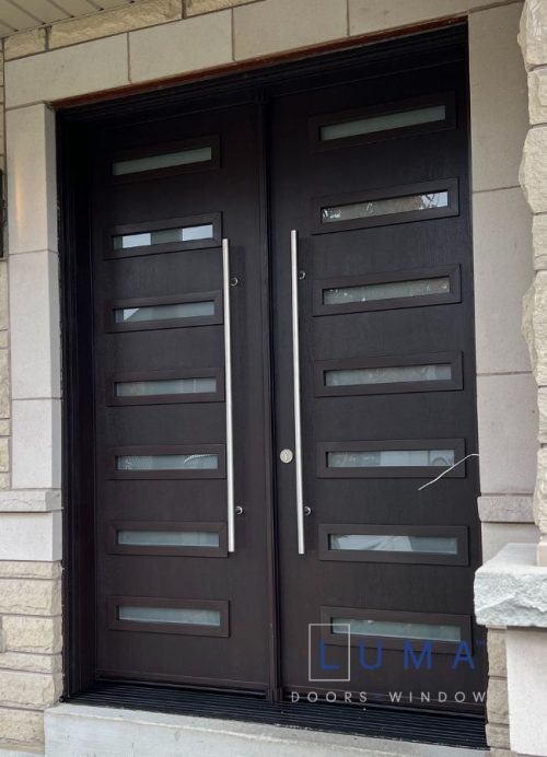 modern brown steel double door