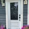 White steel entry door with glass