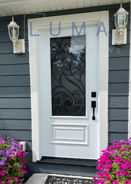 white steel entry door installation