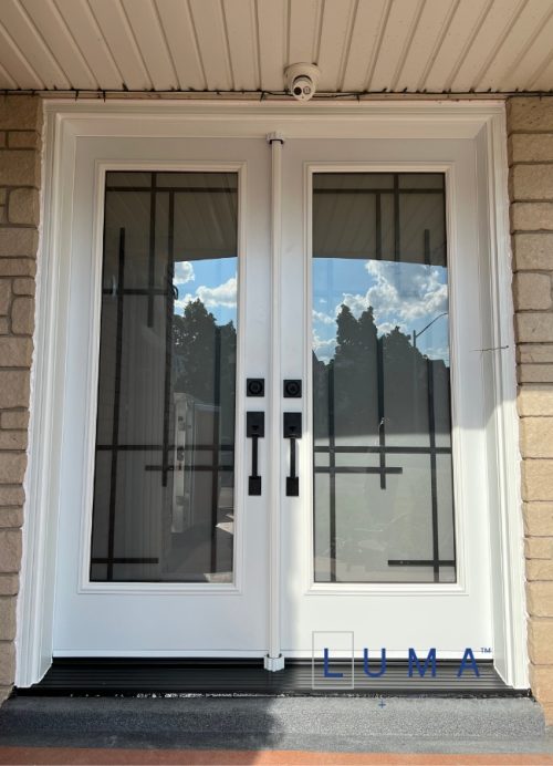 White Steel Double Entry Door with inside grills