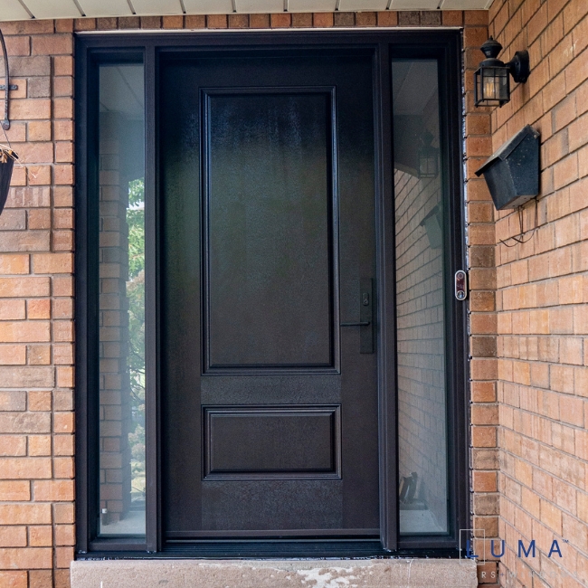 black fiberglass entry door
